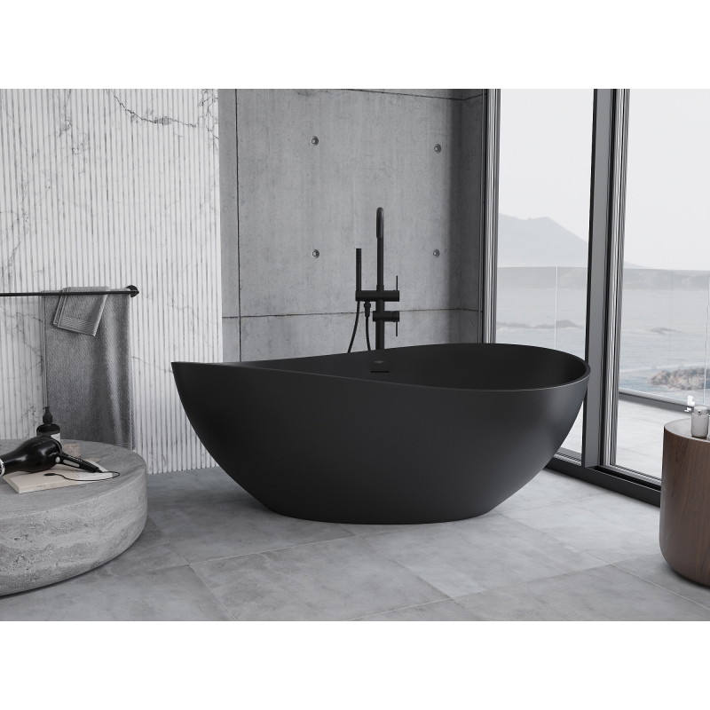 Mexen Parma cadă freestanding din conglomerat 160 x 95 cm, negru mat - 57231609570