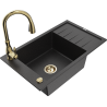 Mexen Elias chiuvetă de granit cu o cuvă cu scurgător și robinet de bucătărie Savita, negru/argintiu metalic