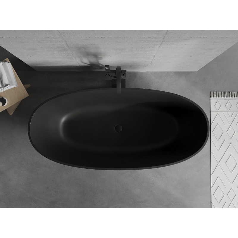 Mexen Bari cadă de baie independentă din conglomerat 165 x 75 cm, negru mat - 57221657570