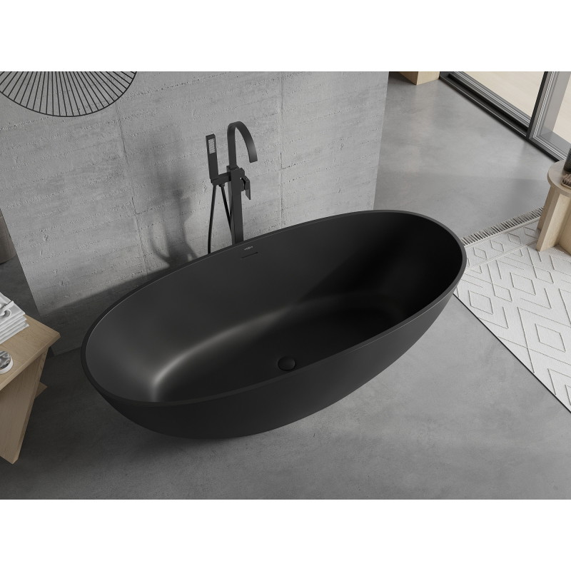 Mexen Bari cadă de baie independentă din conglomerat 165 x 75 cm, negru mat - 57221657570