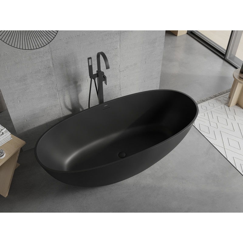 Mexen Bari cadă de sine stătătoare din conglomerat 165 x 75 cm, negru mat - 57221657570