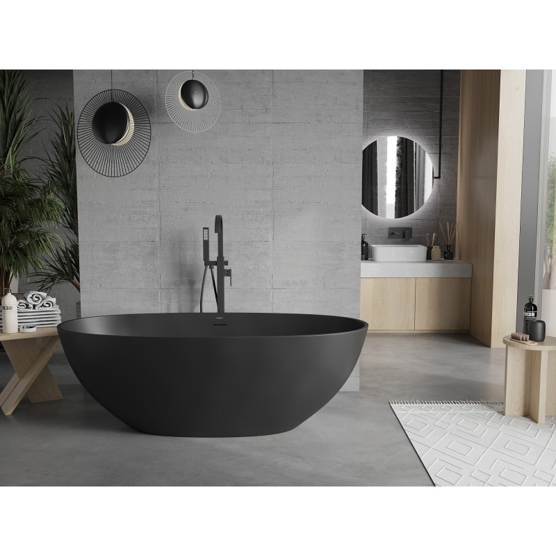 Mexen Bari 165 x 75 cm-es, szabadon álló kád konglomerátumból, fekete matt - 57221657570