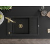 Mexen Elias chiuvetă de granit cu 1 cuvă, cu scurgător și baterie de bucătărie Savita, negru - 6511-77-672601-50