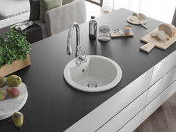 Mexen Diego egymedencés gránit mosogató Savita konyhai csapteleppel, fehér - 6512-20-672601-00