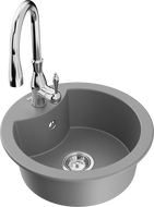 Mexen Diego egymedencés gránit mosogató Savita konyhai csappal, szürke - 6512-71-672601-00