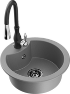 Mexen Diego 1-medencés gránit mosogató Savita konyhai csapteleppel, szürke - 6512-71-672601-70-B