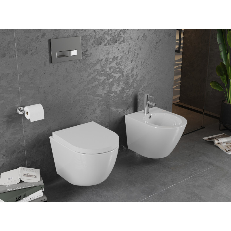 Mexen Lena Rimless WC csésze lassan záródó duroplast kemény, fehér fényes deszkával - 30220200