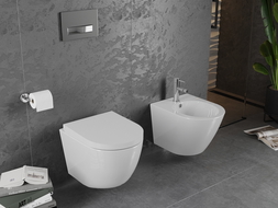 Mexen Lena Rimless WC csésze lassan záródó duroplast ülőkével, fényes fehér - 30220200