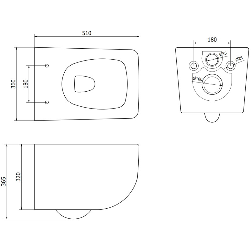 Mexen Vera Rimless WC csésze slim lassan záródó duroplaszt fedéllel, fekete matt - 30164070