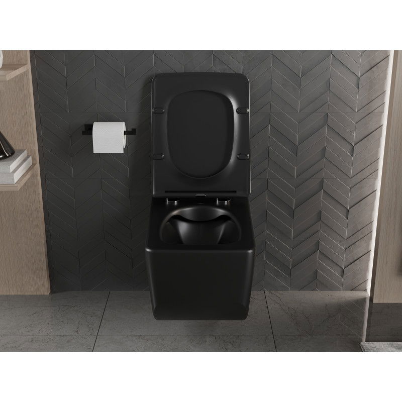Mexen Vera vas wc fără margini cu capac de închidere lentă slim, duroplast, negru mat - 30164070