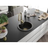 Mexen Diego chiuvetă de granit cu 1 cameră cu baterie de bucătărie Savita, negru - 6512-77-672601-50