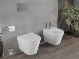 Mexen Rico Rimless WC csésze lassan záródó vékony ülőkével, duroplast, fehér matt - 30724001