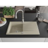 Mexen Cesar chiuvetă de granit cu 1 compartiment cu scurgător și baterie de bucătărie Savita, bej - 6514-69-672601-00