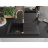 Mexen Cesar chiuvetă granit 1-cameră cu picurător și baterie bucătărie Savita, negru/argintiu metalizat - 6514-73-672601-50