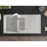 Mexen Andres chiuvetă granit 1,5-camere cu scurgător și baterie de bucătărie Savita, alb - 6515-20-672601-20