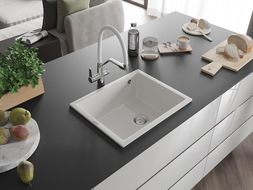 Mexen Pedro 1-medencés gránit mosogató 560 x 460 mm, Fehér - 6508561000-20