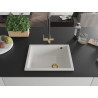 Mexen Pedro chiuvetă de bucătărie granitică 1-cameră 560 x 460 mm, albă, sifon auriu - 6508561000-20-G