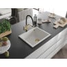 Mexen Pedro 1-medencés gránit mosogató 560 x 460 mm, Fehér, szifon Arany - 6508561000-20-G