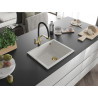 Mexen Pedro gránit mosogatótálca 1 rekeszes 560 x 460 mm, fehér, arany szifon - 6508561000-20-G