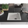 Mexen Pedro chiuvetă de granit cu o cuvă, 560 x 460 mm, albă, sifon negru - 6508561000-20-B