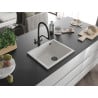 Mexen Pedro chiuvetă de granit cu o cuvă, 560 x 460 mm, albă, sifon negru - 6508561000-20-B