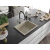 Chiuvetă granit Mexen Pedro cu 1 compartiment 560 x 460 mm, bej, sifon crom - 6508561000-69