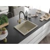 Mexen Pedro chiuvetă de granit cu 1 compartiment 560 x 460 mm, Bej, sifon Auriu - 6508561000-69-G