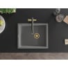 Mexen Pedro chiuvetă de bucătărie din granit cu 1 compartiment 560 x 460 mm, gri, sifon auriu - 6508561000-71-G