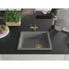 Mexen Pedro chiuvetă granit 1-camere 560 x 460 mm, gri, sifon auriu - 6508561000-71-G