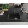 Mexen Pedro chiuvetă de granit cu 1 compartiment 560 x 460 mm, negru/metalic argintiu, sifon cromat - 6508561000-73