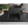 Mexen Pedro chiuvetă de bucătărie din granit 1-cam., 560 x 460 mm, negru/argintiu metalizat, sifon negru - 6508561000-73-B