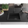 Mexen Pedro chiuvetă de granit cu 1 compartiment 560 x 460 mm, Neagră/Argintiu metalic, sifon Neagră - 6508561000-73-B