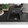 Mexen Pedro chiuvetă de granit cu 1 cuvă 560 x 460 mm, negru/auriu metalic, sifon crom - 6508561000-75