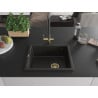 Mexen Pedro chiuvetă de granit cu 1 compartiment 560 x 460 mm, negru/auriu metalizat, sifon auriu - 6508561000-75-G