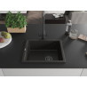 Mexen Pedro chiuvetă de granit cu 1 compartiment 560 x 460 mm, negru/auriu metalic, sifon negru - 6508561000-75-B