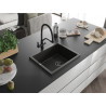 Mexen Pedro 1 rekeszes gránit mosogató 560 x 460 mm, fekete/arany metál, fekete szifon - 6508561000-75-B