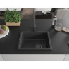 Mexen Pedro chiuvetă de granit 1-cameră 560 x 460 mm, negru picurat, sifon negru - 6508561000-76-B