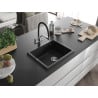 Mexen Pedro chiuvetă de granit cu 1 compartiment 560 x 460 mm, negru, sifon crom - 6508561000-77