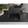 Mexen Pedro gránit mosogató 1-medencés 560 x 460 mm, fekete, fekete szifon - 6508561000-77-B