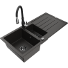 Mexen Andres chiuvetă de bucătărie din granit cu 1,5 compartimente, cu scurgător și baterie de bucătărie Savita,