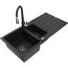 Mexen Andres chiuvetă de granit cu 1,5 compartimente cu scurgător și baterie de bucătărie Savita, negru