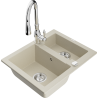 Mexen Carlos chiuvetă din granit cu 1,5 compartimente cu baterie de bucătărie Savita, bej - 6518-69-672601-00