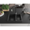 Mexen Carlos chiuvetă de granit 1,5 compartimente cu baterie de bucătărie Savita, negru - 6518-77-672601-70-B
