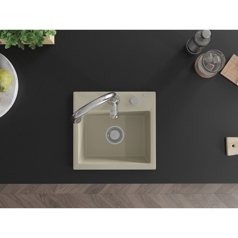 Mexen Milo egymedencés gránit mosogató Savita konyhai csapteleppel, bézs - 6505-69-672601-00