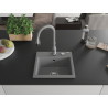 Mexen Milo chiuvetă de bucătărie din granit, cu o singură cuvă, cu baterie de bucătărie Savita, gri - 6505-71-672601-71