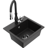 Mexen Milo chiuvetă din granit cu 1 compartiment cu baterie de bucătărie Savita, negru/argintiu metalic - 6505-73-672601-70-B