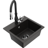 Mexen Milo chiuvetă din granit cu 1 compartiment și baterie de bucătărie Savita, negru/auriu metalic - 6505-75-672601-70-B