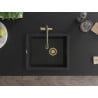 Mexen Pedro 1 kamrás gránit mosogató 560 x 460 mm, fekete, arany szifon - 6508561000-77-G