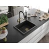 Mexen Pedro chiuvetă granit 1-cameră 560 x 460 mm, negru, sifon auriu - 6508561000-77-G