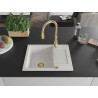Mexen Enzo chiuvetă de granit 1-cameră cu scurgător și baterie de bucătărie Savita, alb - 6506-20-672601-50